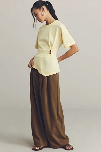 Noi Belis Accessory Detailed Asymmetrical Knitted T-Shirt Ss26Ts0002