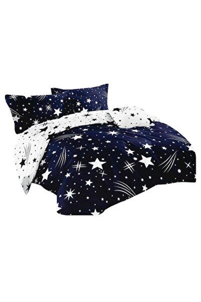 OEM Microfiber Bedding Set, 3 pcs, 200x160cm, Dark Blue/White