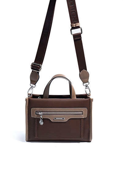 Silver Polo Silver & Polo Sp1271 Women's Handbag Honeycomb Brown-Mink