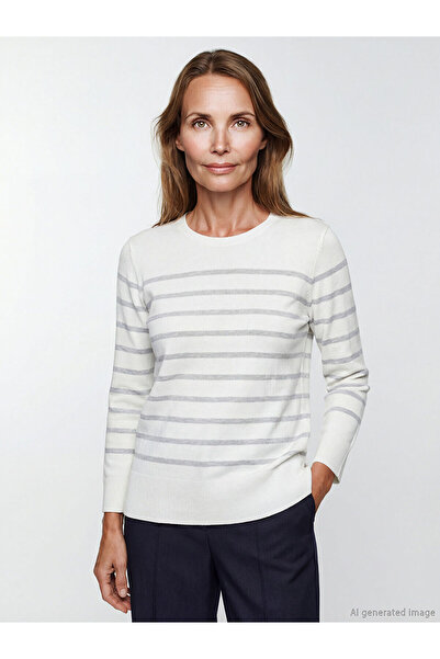 LC Waikiki Özmarka New Season Crew Neck Striped Women's Knitwear Sweater