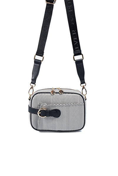 Silver Polo Silver & Polo Sp1256 Women's Crossbody Bag Straw Black White-Black