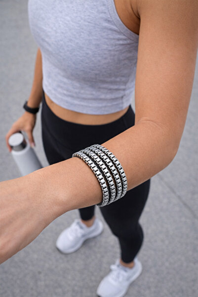 Modex سوار قابل للتعديل بتفاصيل سلسلة مكعبة مكون من 4 قطع (17 سم)