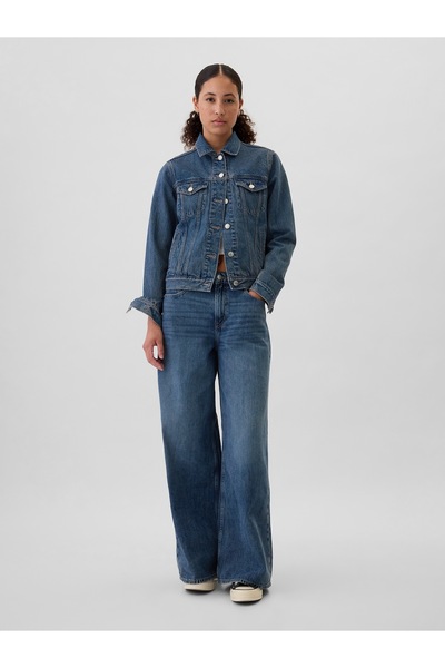 GAP Kadın Mavi Mid Rise SuperSoft Baggy Jean