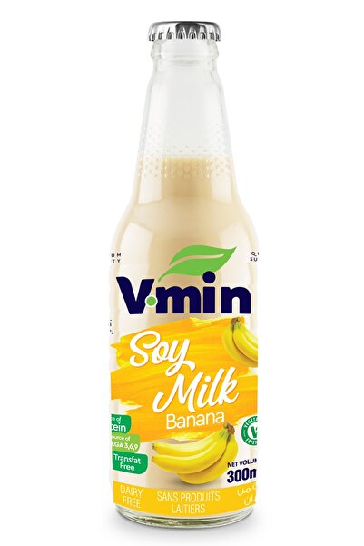 V-MIN حليب الصويا بنكهة الموز، 300 مل