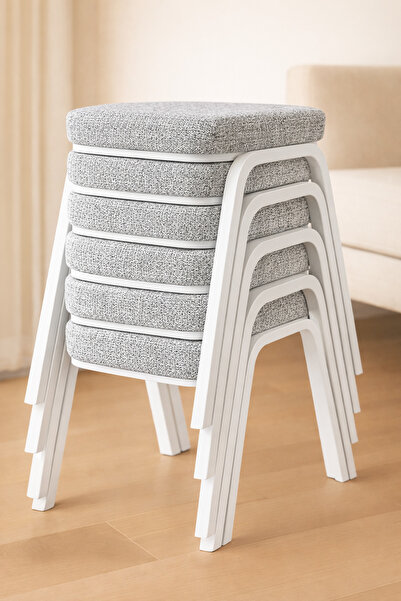 Ecowood Metal Tabure Beyaz - 6 Adet