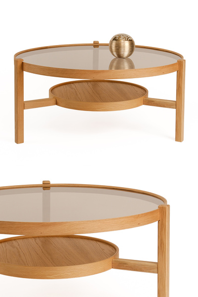 Eymense Flora Camlı Orta Sehpa Meşe