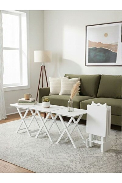 Gazzini Furniture Gazzini Pack Kare 4'lü Ahşap Çanta Zigon Sehpa