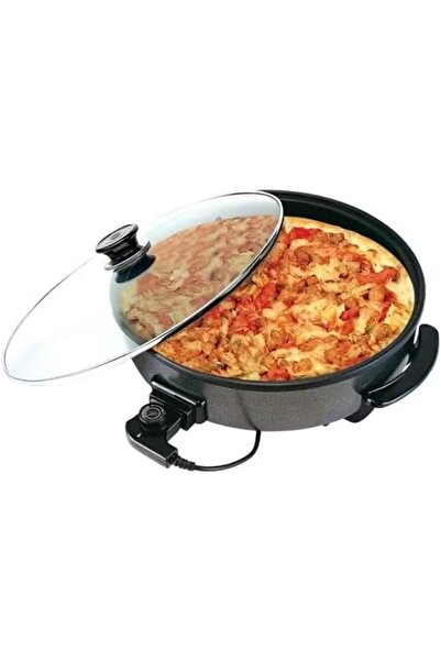 Generic صينية بيتزا كهربائية بغطاء زجاجي، مقلاة دائرية غير لاصقة 42 سم، تحكم ...