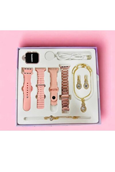 Tastech AKILLI SAATİ 4 KORDONLU SET KÜPE VE KOLYE HEDİYELİ KOL SAATİ