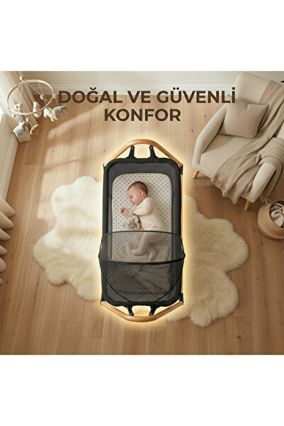 4Baby İcon Keten Fileli Silinebilir Portatif Sallanır Anne Yanı Beşik
