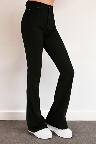 Livik Chiara Μαύρο Ανεξίτηλο Λύκρα Παντελόνι Τζιν με Ψηλή Μέση και Φαρδιά Μπα...