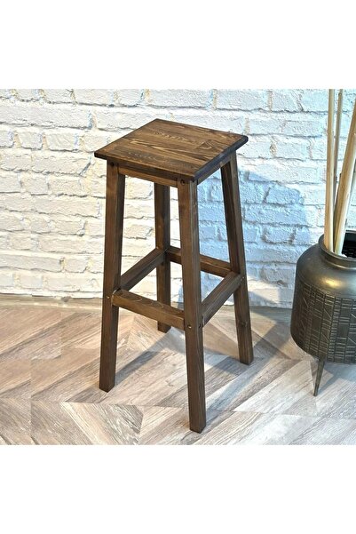 HOMS Vinita wooden bar stool, walnut color, 80 cm