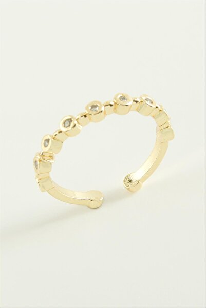 ZERO LAND NHRHLS خاتم زركون دائري (105840) مرصع بالأحجار - أصفر