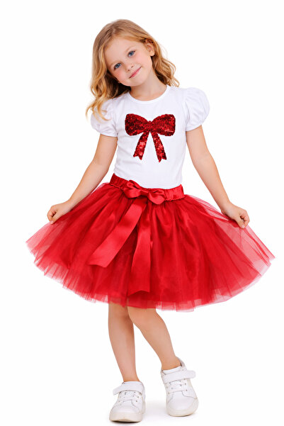 Nacar 23 Nisan Kız Çocuk Hayal Tüllü Etek Ve Pul Payetli Tişört