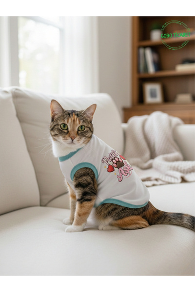 Gobo Patili Aşk Desenli Kedi ve Köpek Kıyafeti–Sevimli Evcil Hayvan Tişörtü Elbisesi , Farklı Renk