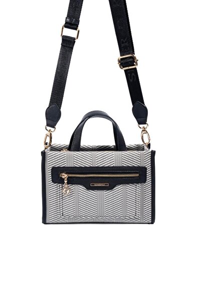 Silver Polo Silver & Polo Sp1271 Women's Handbag Straw Black White-Black