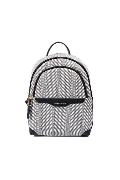 Silver Polo Silver & Polo Sp1265 Women's Backpack Straw Black White-Black