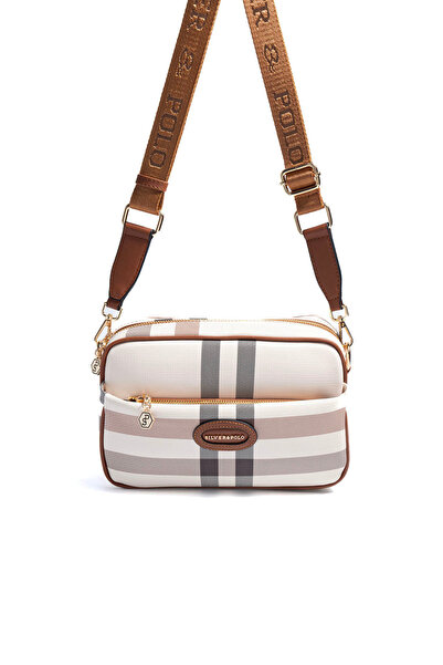 Silver Polo حقيبة كروس للنساء من سيلفر وبولو SP1267 بنقشة مربعات باللون الكري...