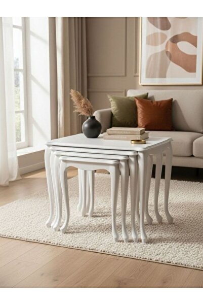 Gazzini Furniture Oakly Lükens 4'lü Ahşap Zigon Sehpa