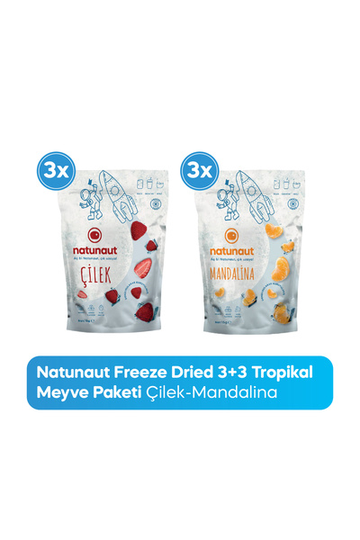 Natunaut Freeze Dried Meyve Paketi Çilek 3 Adet & Mandalina 3 Adet