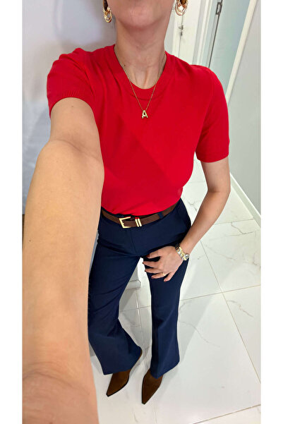 BİRCANÇİL Md Asilla Red Basic Short Sleeve Knitwear