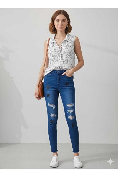 ZAHRAA BRAND Denim pants and floral blouse set