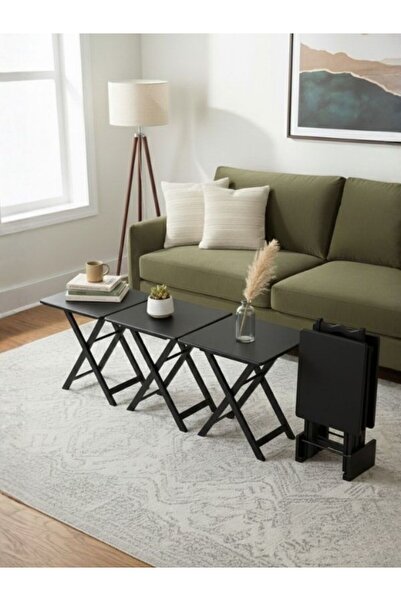 Gazzini Furniture Gazzini Pack Kare 4'lü Ahşap Çanta Zigon Sehpa