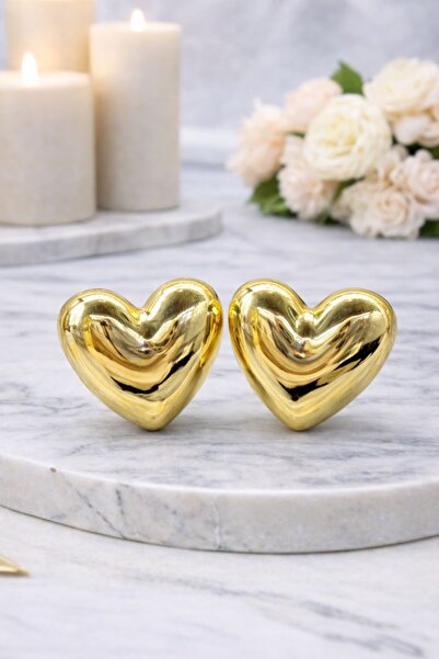 Vipfoni Gold Color Curved Heart Steel Earrings