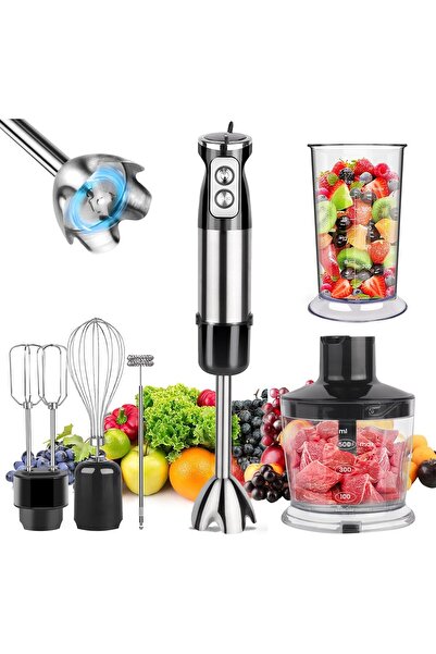 Generic 6 in 1 Hand Blender, 600W Electric Immersion Blender, 12-Speed Stainl...