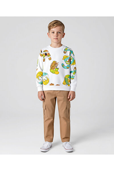 Ollington St. Cotton Full Sleeves Printed Sweatshirt and Joggers Set - White ...