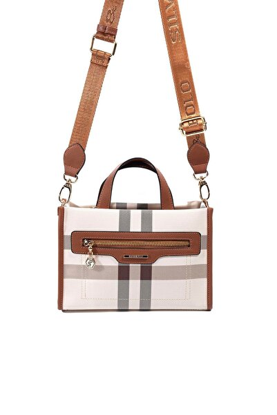 Silver Polo Silver & Polo Sp1271 Women's Handbag Plaid Cream-Tan