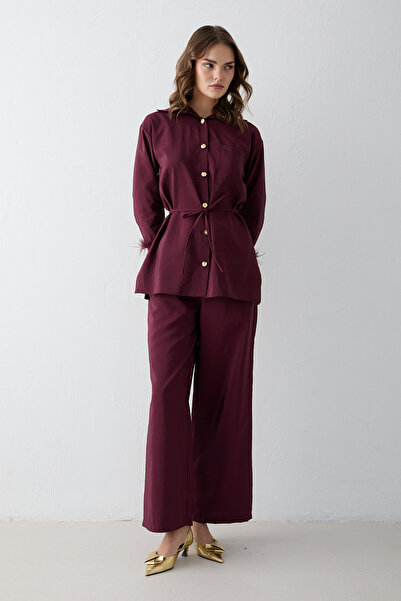 Melike Tatar Feathered Shirt Set 32-2630