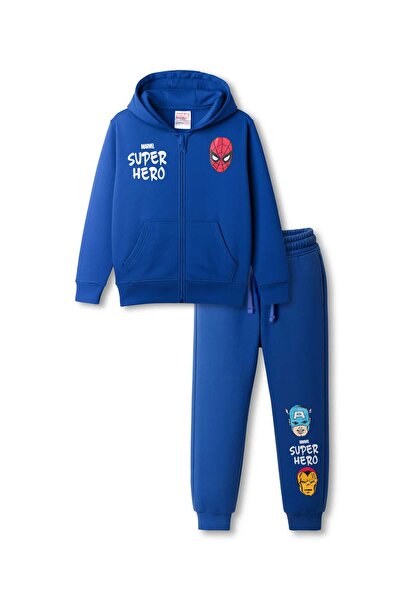 Primo Gino Marvel Terry Knit Full Sleeves Hooded Sweatjacket and Track Pant A...