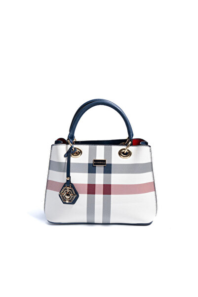 Silver Polo Silver & polo sp1272 women's handbag - plaid white/navy