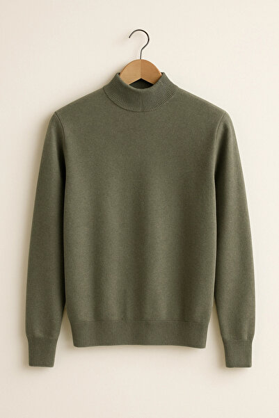 Edwox Men's Half Fisherman Regular Fit Sweater Green Cd117