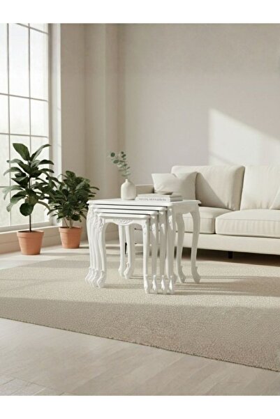 Gazzini Furniture Majestic Fransız Still 4'lü Ahşap Zigon Sehpa