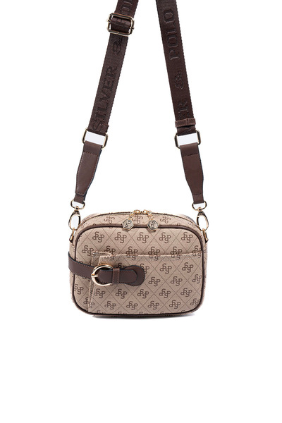 Silver Polo Silver & Polo Sp1256 Women's Crossbody Bag Monogram Dark Beige-Brown
