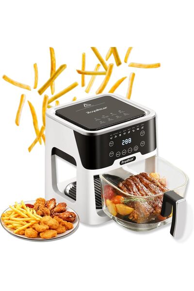 Generic فرن قلاية هوائية زجاجي رقمي من رويال ستار، تحكم إلكتروني باللمس، سعة ...