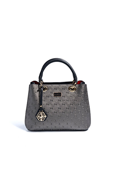 Silver Polo Silver & Polo Sp1272 Women's Handbag with Logo Platinum-Black