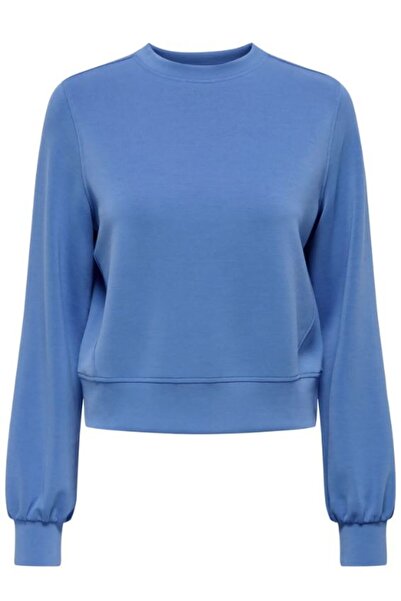 ONLY Kadın Yuvarlak Yaka Mavi Sweatshirt - 15369155