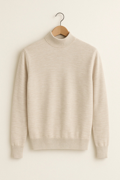 Edwox Men's Half Fisherman Regular Fit Sweater Cream Cd117