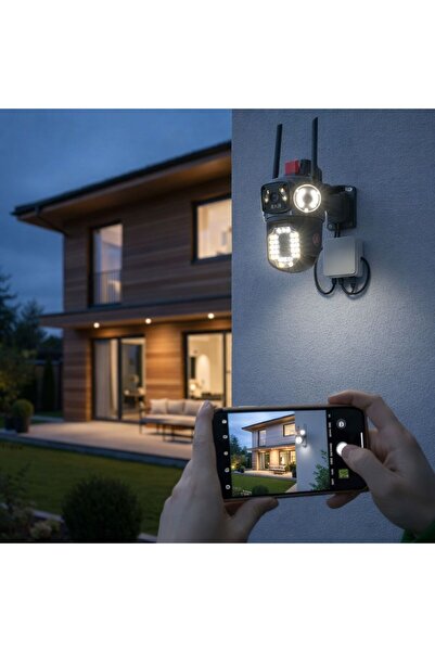 Greathings Кабелна интелигентна охранителна камера – 4 мултиобектива, 360° PT...