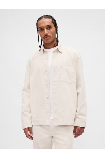GAP Erkek Kırık Beyaz Corduroy Gömlek Ceket