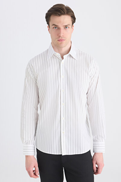 D'S Damat Ds Damat Slim Fit White Dobby Shirt