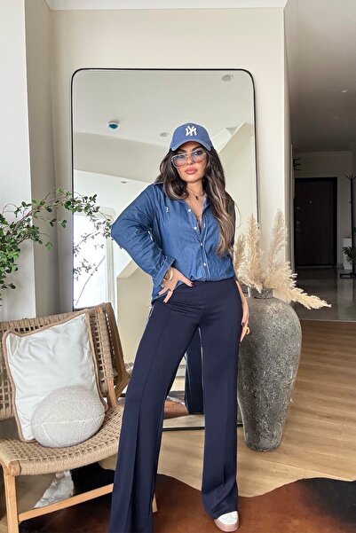 Sohotique By P Mng Model Modal Trousers Navy Blue