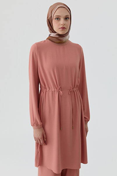 Tuğba Beli Bağcık Detaylı Ribanalı Tunik - Somon