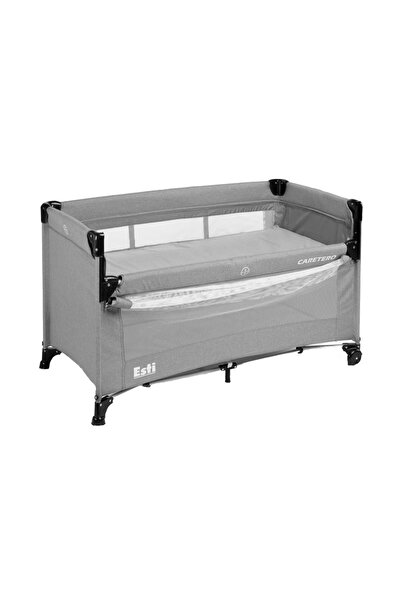 Caretero Folding cot for children with extra floor, sliding side, locking whe...