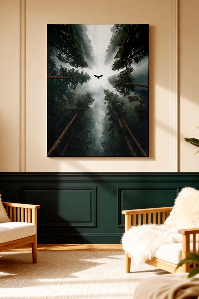 ART NEST DEKOR DERİN ORMAN VE KARTAL DESENLİ CANVAS TABLO