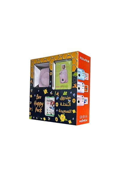 Instax كاميرا ميني 12 عبوة بي هابي (لون وردي فاتح)