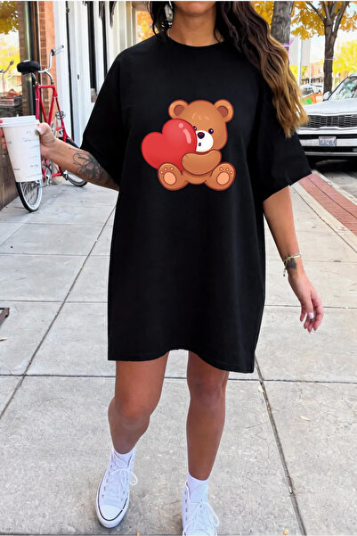 Pink Sky Rochie tricou casual din bumbac, cu mânecă scurtă, cu decolteu rotun...